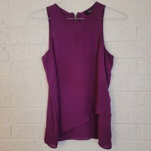 ana magenta flowy zipper office tank blouse